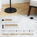 HOMCOM Floor Lamp with Remote, Height Adjustable Standing Lamp with Linen Shade