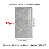 Marble-Pattern PVC Wall Stickers – Self-Adhesive Waterproof Decor for Kitchens & Bathrooms, 12 Pieces