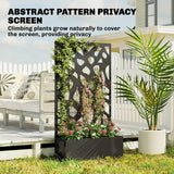Outsunny Metal Raised Garden Bed with Trellis Privacy Screen, Planter Box for Climbing Plants, 113 x 61 x 23 cm
