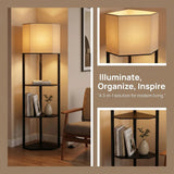 HOMCOM Corner Floor Lamp with Shelves and Lights