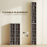 HOMCOM Set of 2 CD Media Storage Towers with Adjustable Shelves, Light Grey