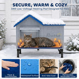PawHut Heated Weatherproof Outdoor Cat House with Heating Pad & Escape Door – Winter Shelter for Stray Cats