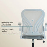 HOMCOM Mesh Office Chair with Foldable Backrest & Flip-Up Arms – Space-Saving Computer Desk Chair, Light Grey