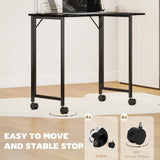 HOMCOM Folding Small Desk on Wheels – Space-Saving Computer Desk with Phone Slot, Black Wood Effect