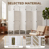 HOMCOM 6 Panel Folding Room Divider, Hand-Woven Paper Rope & Bamboo – Privacy Screen, White
