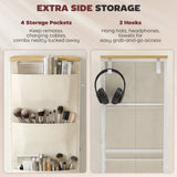 HOMCOM Chest of Drawers with 4 Fabric Drawers, 2 Hooks and Steel Frame – Tall Bedroom Storage Unit, Beige