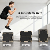SPORTNOW Non-Slip Wooden Plyo Box with Cut-Out Handles, 3 Heights – Corner-Free Jump Box for Home Gym Training