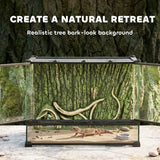 PawHut Reptile Glass Terrarium with Stone Background, Front Ventilation and Knob Lock, 50 x 30 x 35 cm, Black