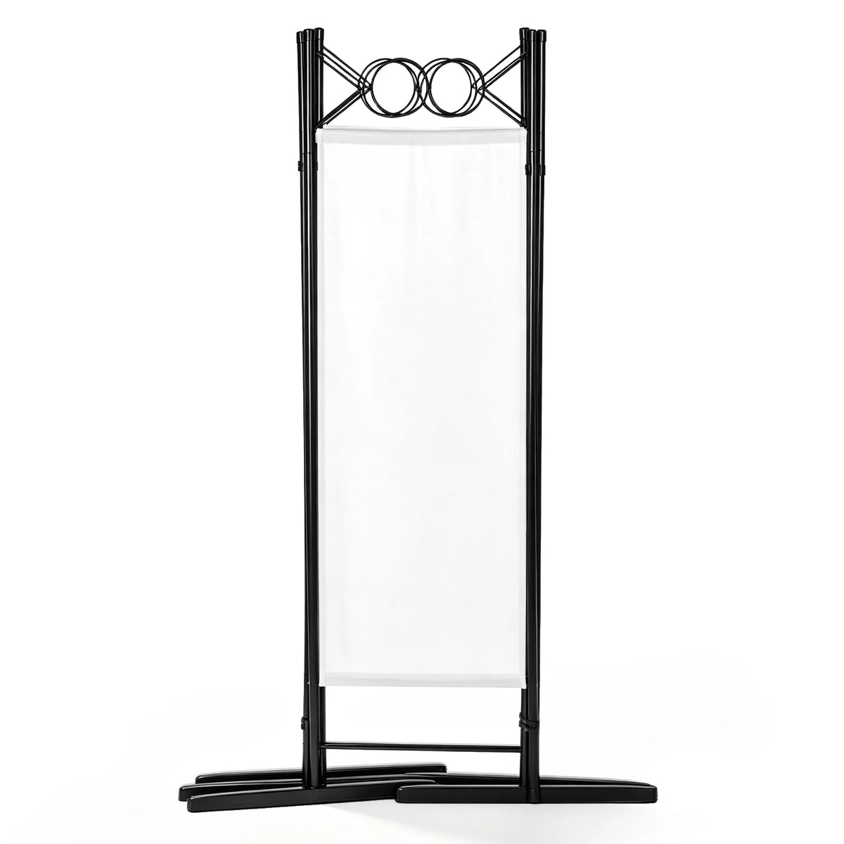 4-Panel Folding Room Divider Screen with Carbon Steel Frame and Polyester Fabric – Freestanding Privacy Screen, Off-White