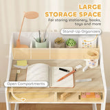 AIYAPLAY Kids Desk and Chair Set with Storage Shelves – Children's Study Table for Ages 3-8, Natural