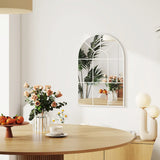 HOMCOM 90 X 61cm Arched Grid Mirror – White
