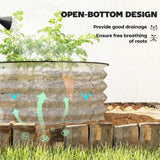 Outsunny Set of 2 Galvanised Raised Garden Beds with Safety Edging – Open-Bottom Planters, Cream White