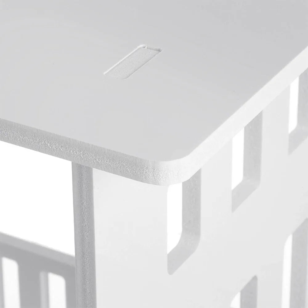 White Small Storage Table with Open Shelf – Waterproof Sofa Side Table and Bedside Table for Home