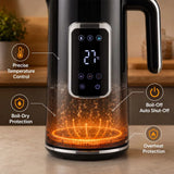 HOMCOM 1.7L 3000W Electric Kettle with LED Display, Adjustable Temperature & Keep Warm – Fast Boil Water Kettle, Black