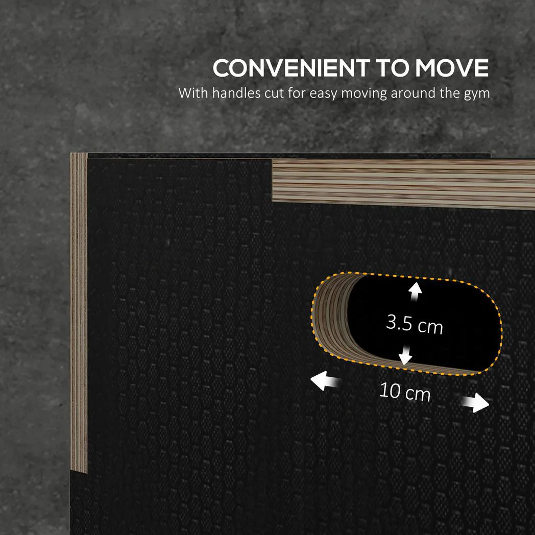 SPORTNOW 3-Height Wooden Plyo Jump Box with Non-Slip Surface & Handles – Home Gym Step Up Box, Black
