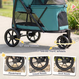 PawHut 3-Wheel Dog Stroller with Dual Entry, One-Click Fold, Mesh Windows – Pet Pram for Dogs up to 20kg