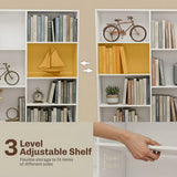 HOMCOM 17-Cube Tall Bookcase with Adjustable Shelves & Anti-Tipping Hardware – Open Storage Bookshelf, White