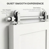 HOMCOM Sliding Door Hardware Kit with 152cm Track, Silent Pulleys & 304 Stainless Steel – Heavy Duty, Silver