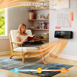 HOMCOM 2000W Wall Mounted Ceramic Heater with Oscillating Fan, Thermostat & Remote – Electric Room Heater, Black
