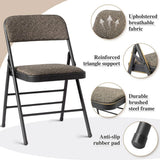 Set of 4 Black Fabric Folding Chairs with Padded Seat & Back and Steel Frame – Portable Seating for Office & Home