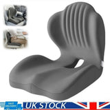 2-in-1 Ergonomic Memory Foam Back and Seat Cushion with Lumbar Support – L-Shaped, Non-Slip Base, Grey