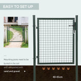 HOMCOM Green Steel Garden Gate with Lock and 3 Keys, 97 x 150 cm – Secure Fence Gate with Handle