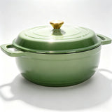 Enamelled Cast Iron Dutch Oven, 6QT (5.7L) with Lid & Two Silicone Gloves – Casserole Pot, Gradient Red