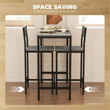 HOMCOM 3-Piece Industrial Bar Table Set with 2 Stools, Backrest and Footrest – Space-Saving, Charcoal Grey