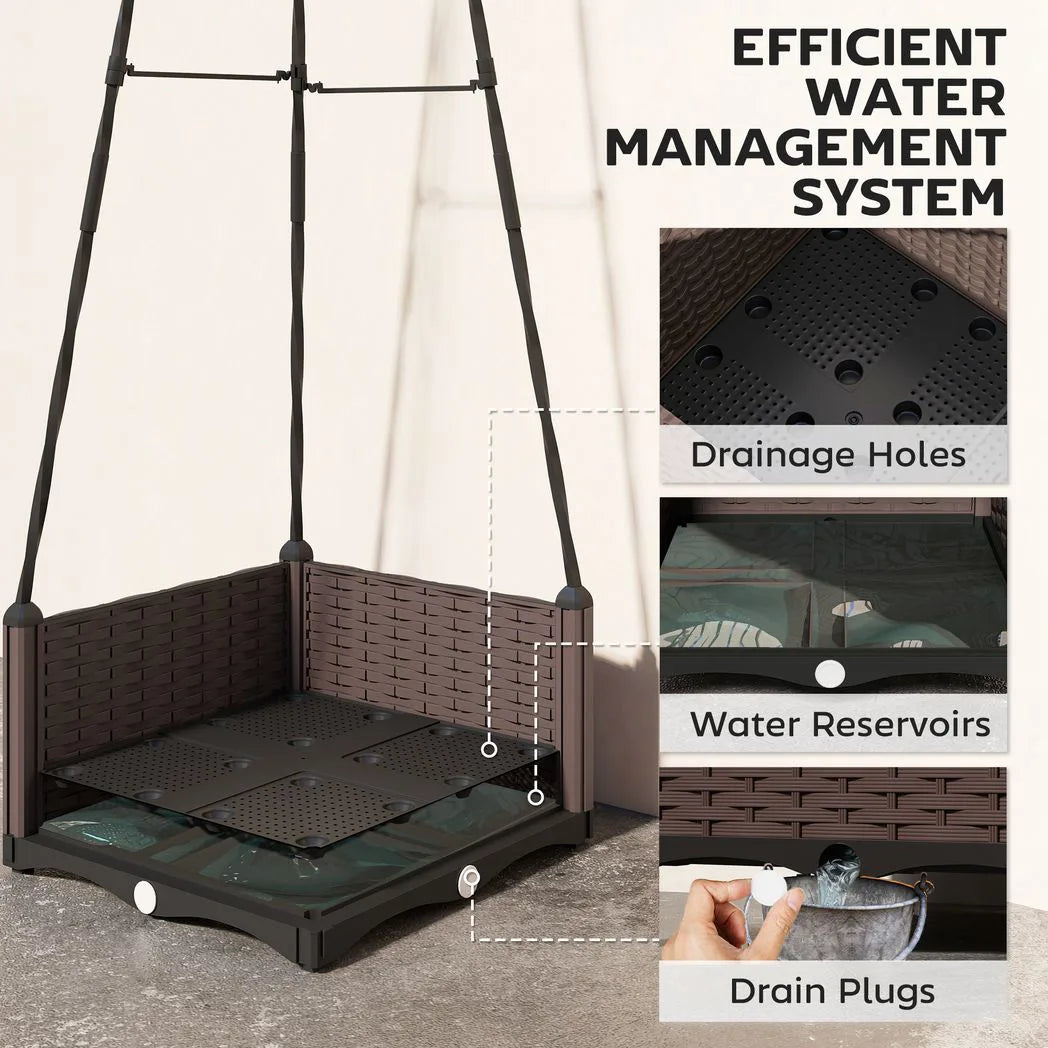 Outsunny Self-Watering Raised Garden Bed with Trellis & Drainage Holes – Tall Planter for Climbing Plants