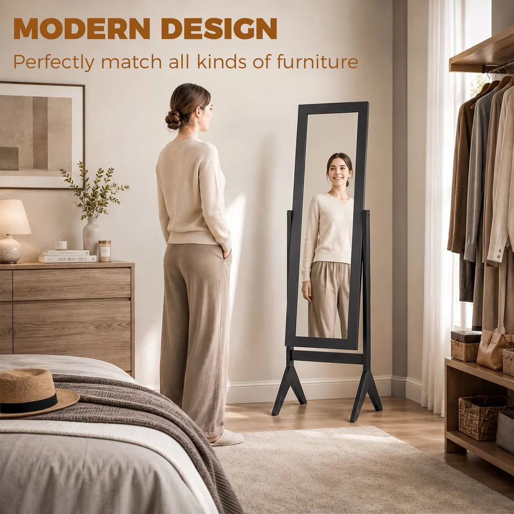 HOMCOM Freestanding Adjustable Angle Dressing Mirror, Full Length Mirror for Bedroom, Living Room
