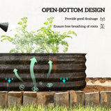 Outsunny Galvanised Steel Raised Garden Bed with Safety Edging, 150 x 62cm – Flowers and Herbs, Black