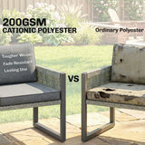 Outsunny 6 Seater Rattan Garden Furniture Set with 3 Loveseats and Glass Table – Modular Corner Sofa, Grey