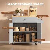 HOMCOM Rolling Kitchen Island with Drop Leaf, Drawer, Spice Rack and Towel Rack – Kitchen Storage Trolley, Grey