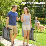 Outsunny 5 Piece Garden Dining Set for 4 with Square Table and Folding Mesh Chairs, Grey