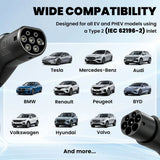 HOMCOM 10 m Type 2 EV Charging Cable, 7 kW 32A Mode 3 – Type 2 to Type 2 Extension Cable for EVs and PHEVs