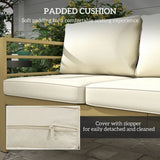 Outsunny 3-Seater Garden Sofa Bench with Cushions, Aluminium Frame, 185 x 66 x 64cm, Cream White