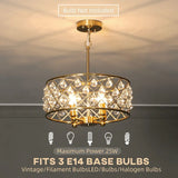 HOMCOM 51 Crystallite Four-Bulb Chandelier with 130 cm Adjustable Chain – Gold-Tone Ceiling Light