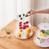 6-Piece Tiered Cake Stand Set for Afternoon Tea, Weddings & Parties – Embossed-Style Plastic Dessert Display, White