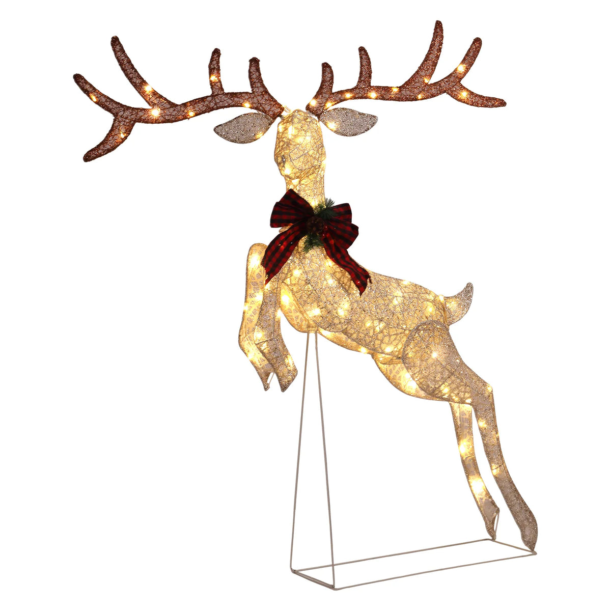 1.5m Lighted Jumping Reindeer Christmas Decoration with 100 Warm White Lights – Indoor & Outdoor