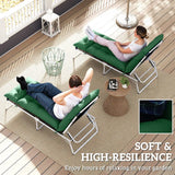 Outsunny Sun Lounger Cushions, Set of 2 – 190 x 56cm Padded Outdoor Recliner Pads with Ties, Green