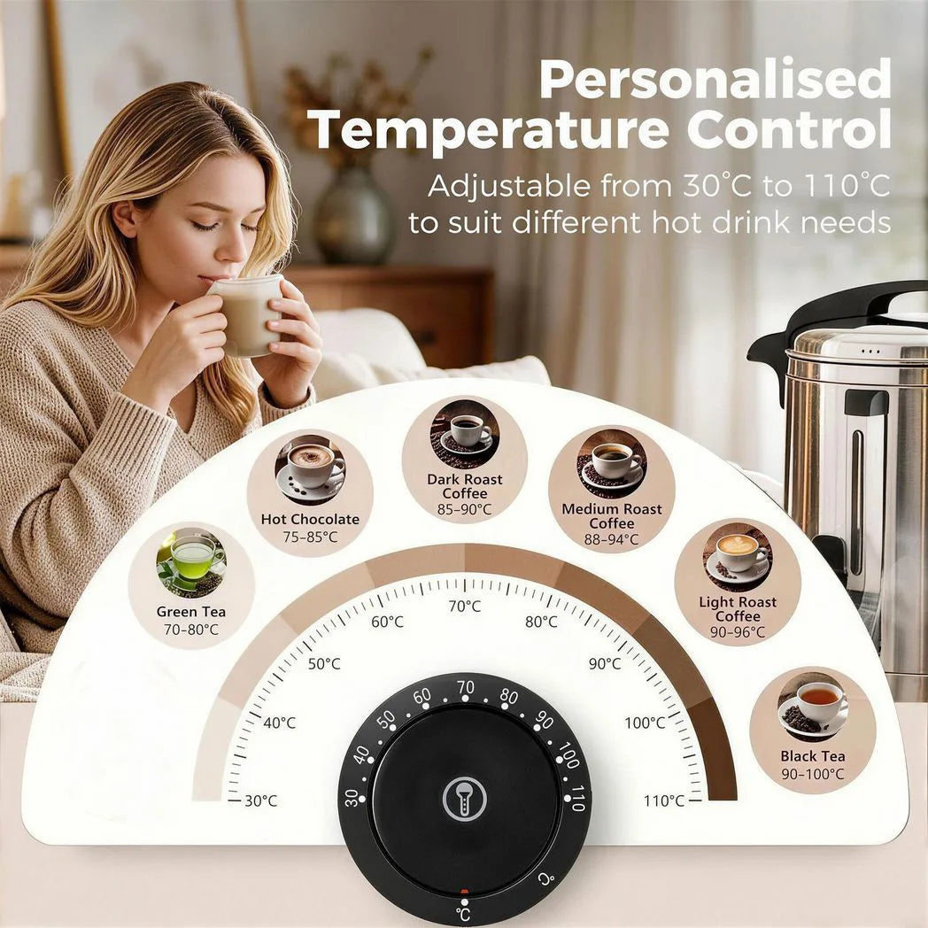 HOMCOM 6.5L Catering Urn, 1500W Stainless Steel Hot Water Boiler with Thermostat and Keep Warm Function