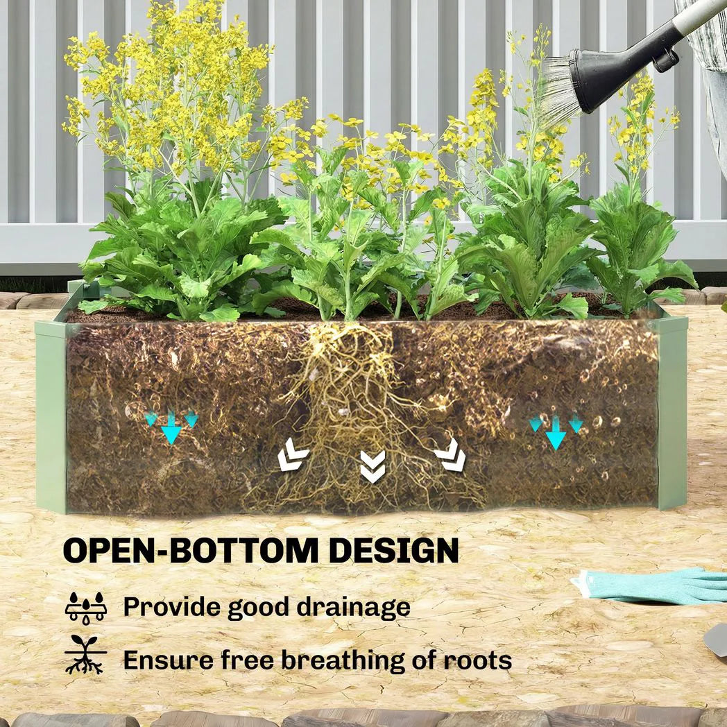 Outsunny Set of Two 100 x 60cm Steel Planter Boxes – Light Green