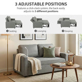 HOMCOM Double Click Clack Sofa Bed with Adjustable Backrest – 3-in-1 Pull-Out Bed for Living Room, Grey
