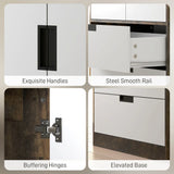 HOMCOM Wardrobe with 3 Drawers, 2 Soft-Close Doors & Hanging Rail – Space-Saving Storage, Rustic Brown