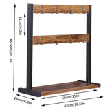 Tabletop 2-Tier Wooden Mug Rack with 16 Hooks – Industrial Farmhouse Coffee Mug Holder, Carbonised Wood
