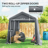 Outsunny 8 x 6.5ft Waterproof Garden Storage Shed Bike Tent with Roll-Up Zipper Door – Dark Grey