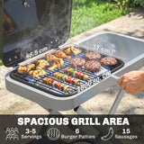 Outsunny Foldable Portable Gas BBQ Grill – 2.5kW with Lid Thermometer, Side Table, Grease Box and Wheels, Black