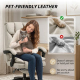 HOMCOM Pet-Friendly Faux Leather Executive Office Chair with Footrest and Double-Layer Padding, Khaki