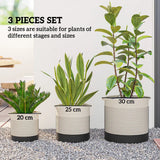 Outsunny Handwoven Cotton Rope Plant Pots, Set of 3 – Indoor Planters with Waterproof Liner, White