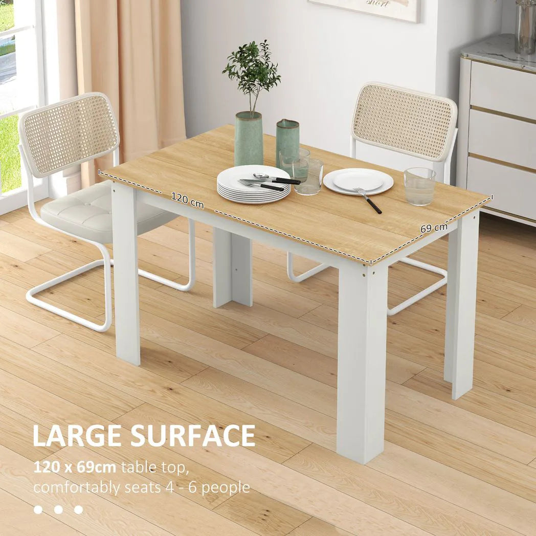 HOMCOM Dining Table for 4-6 People with Wood Effect Melamine Top – Space-Saving Kitchen Table, Oak and White